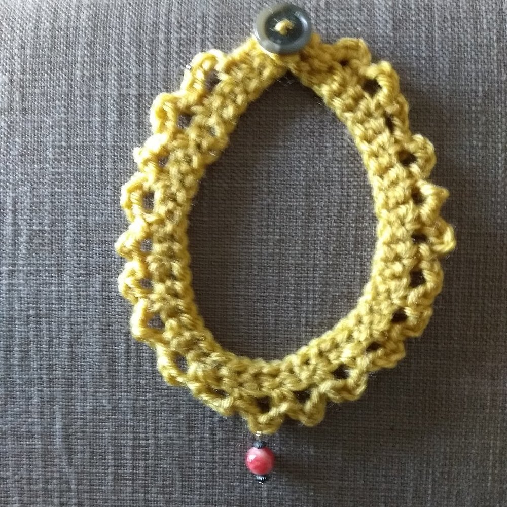 Gold Crochet Choker with Glass Bead